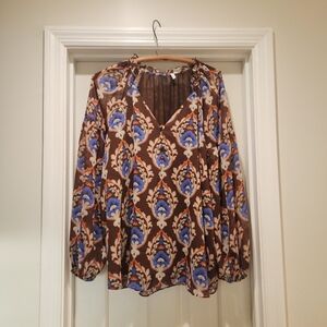 Cato Boho Floral Blouse Size 22 Plus Size Peasant Top Fall Bohemian Flowy Light